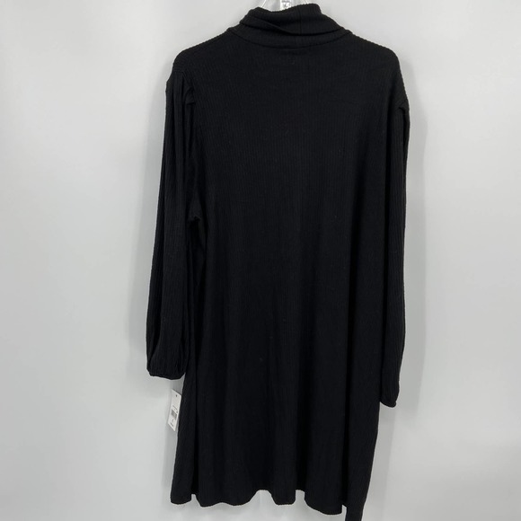 NWT Ophelia Roe Women's Ribbed Knit Turtleneck Dress Puff Sleeve Black Size 2X - Picture 6 of 11